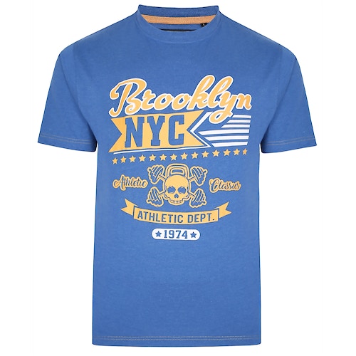 KAM Brooklyn NYC Print T-Shirt Blau meliert